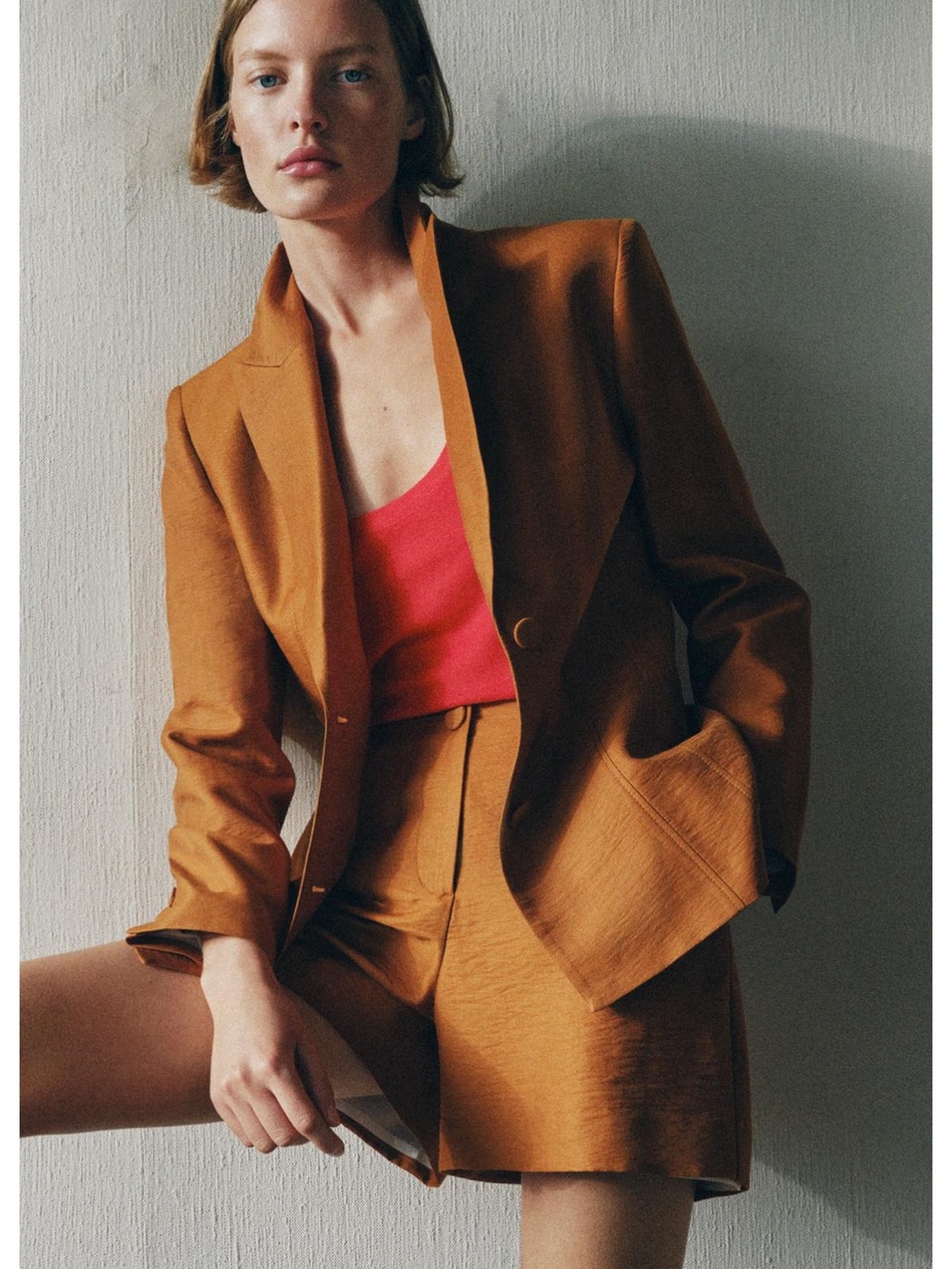 Zara Wide-Leg Split-Hem Pants in Rust 
And jacket M